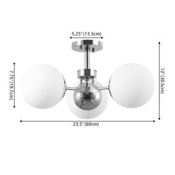 Olivier 23.5" 3-Light Bohemian Farmhouse Iron/Frosted Glass LED Semi Flush Mount